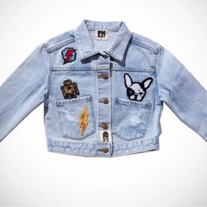 Stylish Kids Light Blue Denim Jacket with Patches